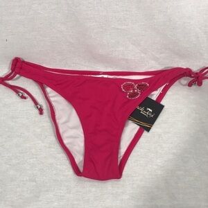 Beach Joy Size Medium Side Tie Bikini Bottom W/Sequence Cherries. New With Tags